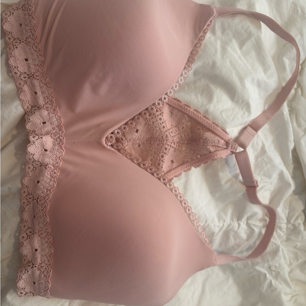 Lace Trim Pink Bralette